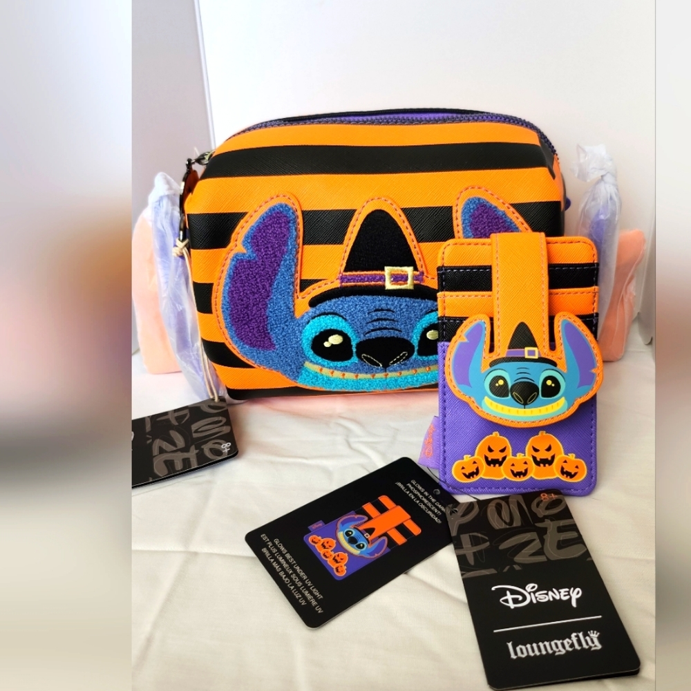 Loungefly Disney's Stitch Glow Candy Bag with Matching Card Holder Wallet